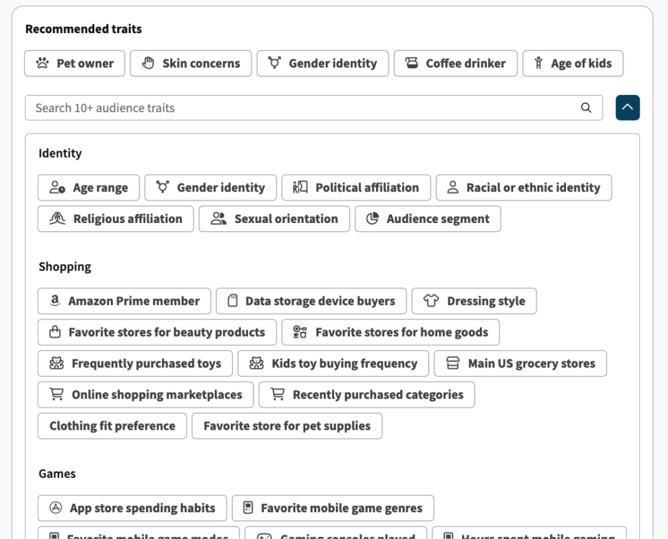 Audience targeting options in PickFu